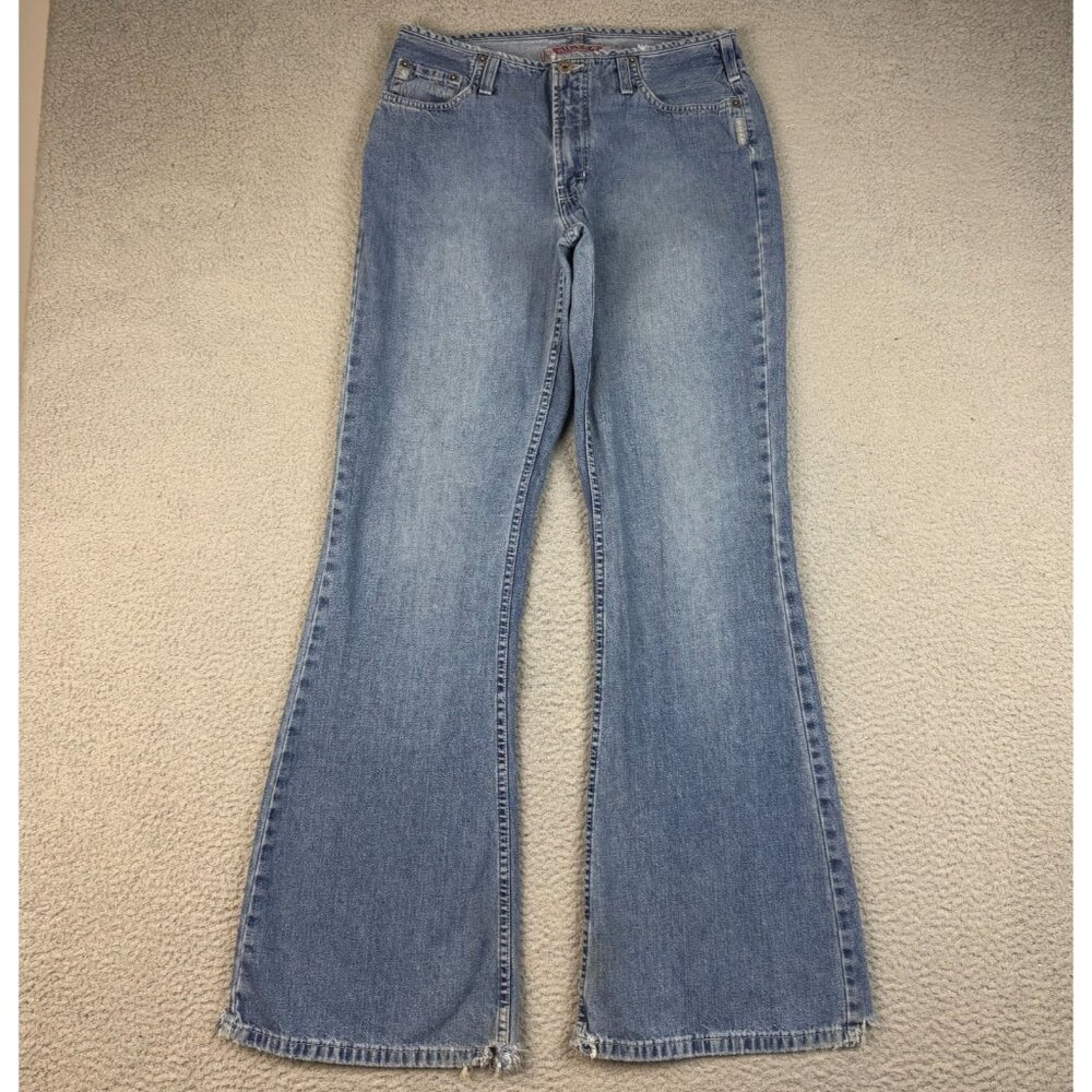 VTG SILVER Jeans Womens 30x33 Long Y2K Slim Fit Flare Leg‎ Hip Hug Cotton Denim